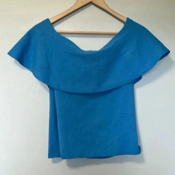 NWT Ann Taylor off the shoulder blue  top - Picture 6 of 6